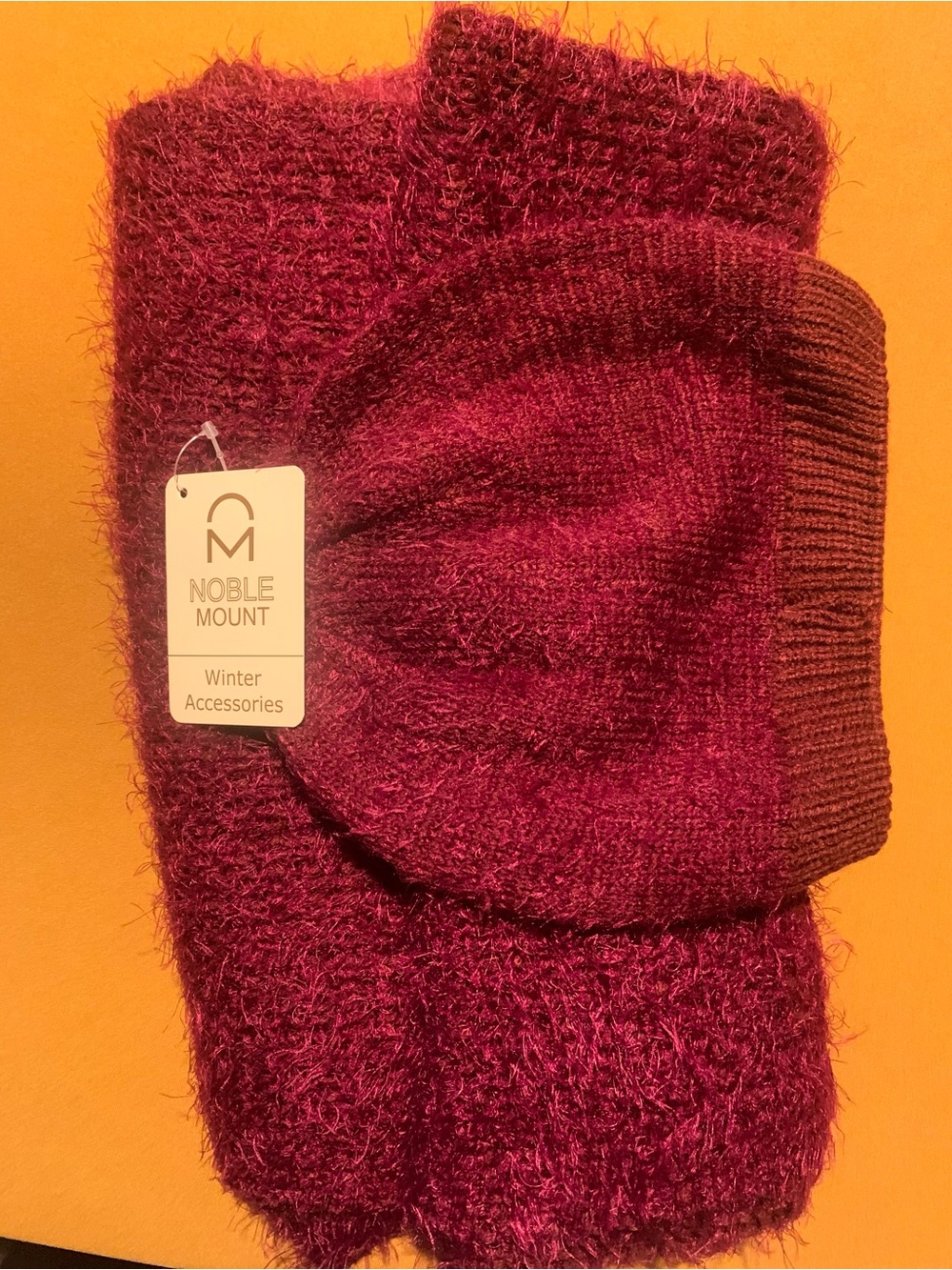 Cozy Fuzzy Knit Scarf in Deep Wine